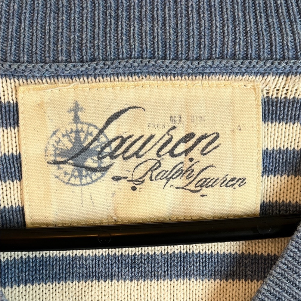 Ralph Lauren Blue and Cream Striped Sweater Nautical - Picture 2 of 5
